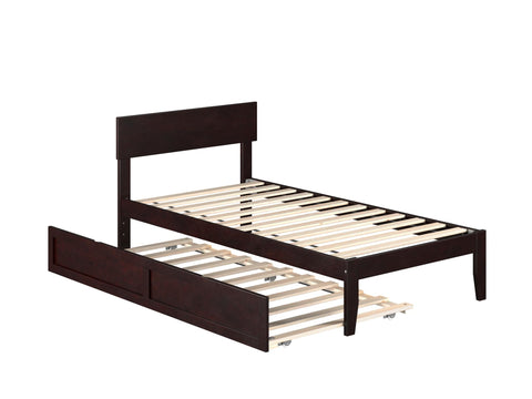 AFI Boston Twin Size Platform Bed with Twin Trundle in Espresso