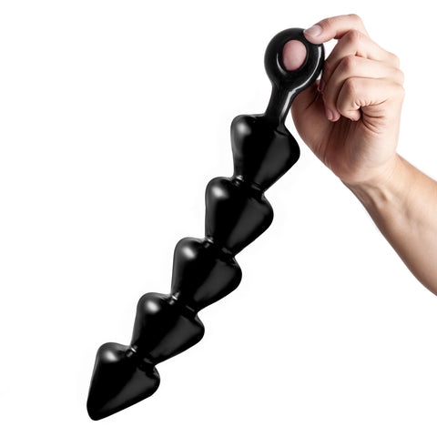 Master Series Spades XL Beaded Plug for Women and Couples, SpadeShaped Graduated Design, TPE Flexible Shaft with EasyGrip Ring, 12.5 Inch Length, PressureBased Sensory Control