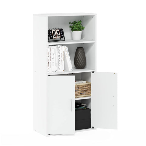 Furinno Pasir 4-Tier Storage Bookcase, Bookshelf, Multipurpose Shelf, White