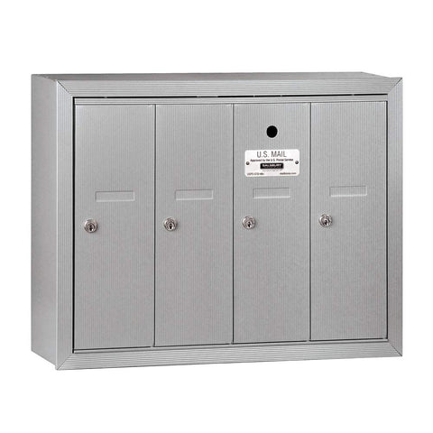Vertical Mailbox - 4 Doors - Aluminum - Surface Mounted - USPS Access