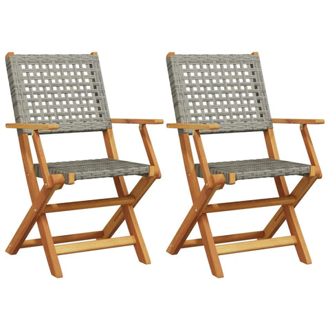 vidaXL Garden Chair Set of 2 Gray Solid Acacia Wood Medium Foldable