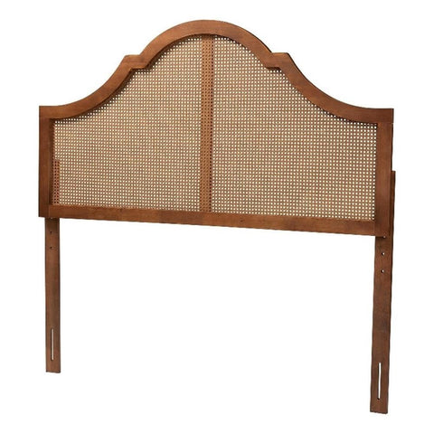 Baxton Studio Camila Ash Walnut Finished Wood Queen Size Headboard with Rattan