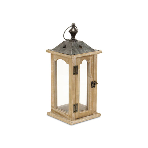 Cheung's FP-4477 Rattan Imports Wood/Galvanized Metal Lantern