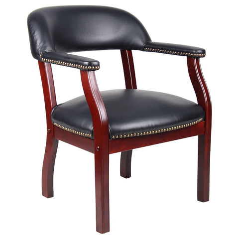Oakestry Executive Captain Chair Black Vinyl High Back Plush Padding Swivel Comfort Office Desk Seating Adjustable Height Durable Pu Upholstery Ergonomic Armrest Rolling Computer Seat Task Chair
