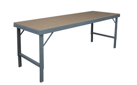 Durham WBF-TH-3660-95 Folding Leg Workbench, Hard Board top, Gray