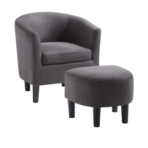 Convenience Concepts Take a Seat Churchill Accent Chair with Ottoman, Dark Gray Microfiber