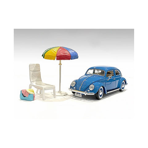 American Diorama Beach Girls Accessories (Beach Chair and Beach Umbrella and Duffle Bag) for 1/24 Scale Models
