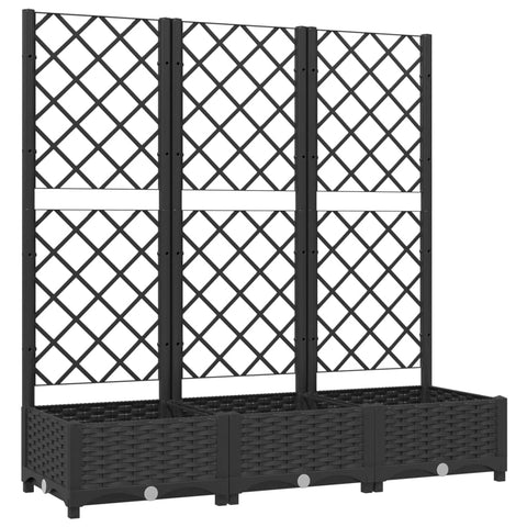 vidaXL Durable Garden Planter with Trellis - Weather-resistant Black Polypropylene - Ideal for Climbing Plants, Tomatoes, Peas, and Roses - Easy to Assemble