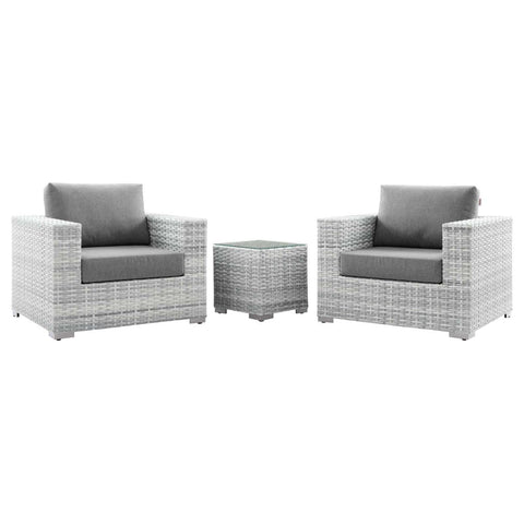 Modway EEI-5444-LGR-GRY Convene 3-Piece Outdoor Patio Set, Light Gray Gray