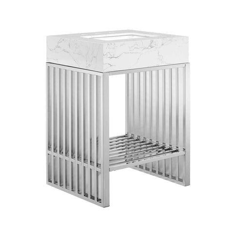 Modway Gridiron 24" Stainless Steel Bathroom Vanity, 24 Inch, Silver