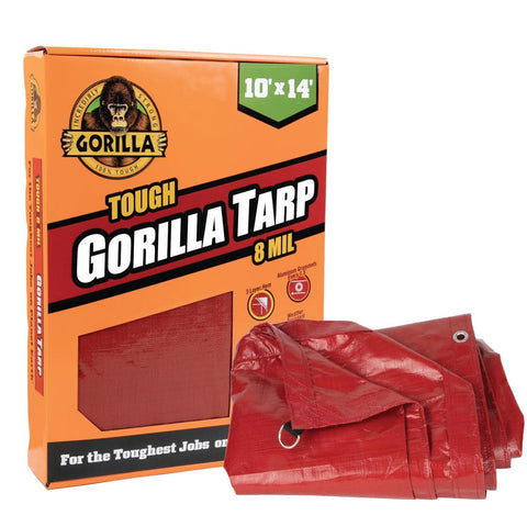 Gorilla 10' x 14' Tough Tarp - Heavy-Duty, Waterproof, and Versatile Outdoor Protection. Reinforced Edges & Hem & Durable Material. Ideal for Camping, Gardening, and More…