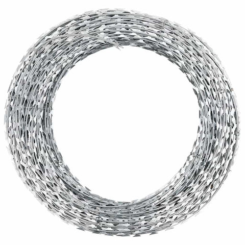 vidaXL 18" Razor/Helical Barbed Wire Clipped Galvanized Steel 1 Coil 328 Feet Coverage