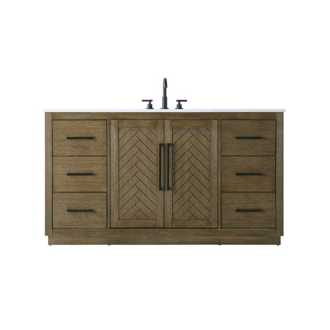 Elegant Kitchen and Bath 60" Single Bathroom Vanity in Hazel Oak