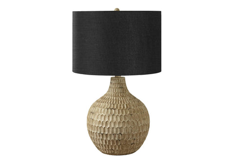 Monarch Specialties I 9606 LightingTable Lamp, Black Shade, Brown Resin, Contemporary