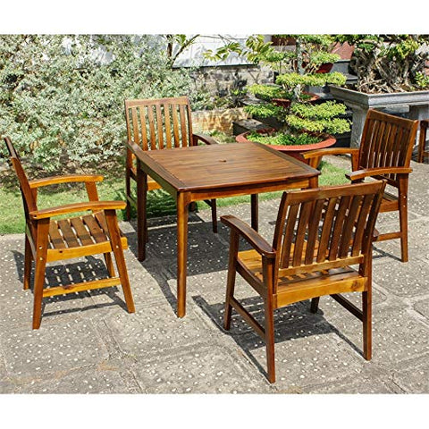 International Caravan Highland Acacia 5-Piece Patio Dining Set