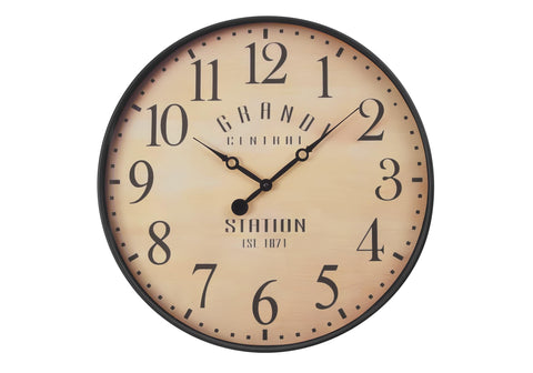 Monarch Specialties I 9053 Clocks, 20" Round, Wall Clock, Antique Brown, Transitional