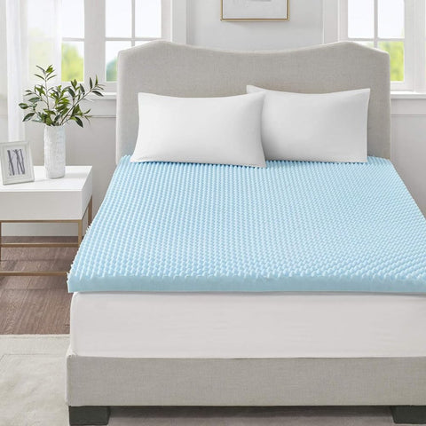 Oakestry Gel Infused Memory Foam Mattress All Season Enhanced Bed Support Soft and Luxurious, Full, 3" Thick, Without Cover Blue
