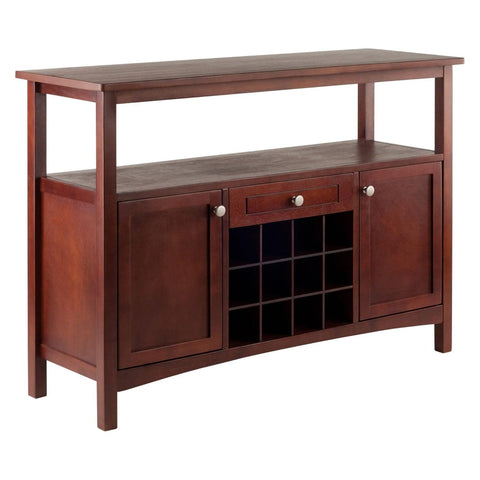 Oakestry Colby Buffet Cabinet Mid-Century Modern Storage Sideboard Walnut Finish Space Saving Size Versatile Dining Room Living Room or Entryway Organizer
