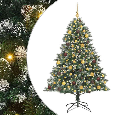 vidaXL Artificial Christmas Tree with 300 LEDs Green 70.87 in, Modern Cone-Shaped Holiday Tree, USB LED Powered, Stylish Decor for Indoors and Outdoors