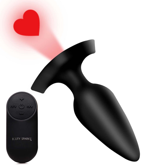 Booty Sparks Laser Series 28X Large Heart Vibrating Anal Plug with Remote for Women, Men, & Couples, Anal & Prostate Massager Adult Toys, Easy to Clean & Recharge, Premium Silicone Butt Plug - Large