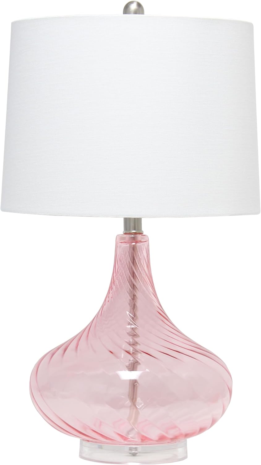 23.25 Inch Classix Contemporary Rippled Colored Glass Bedside Desk Table Lamp