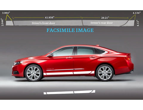 QAA is Compatible with 2014-2020 Chevrolet Impala 8 Piece Stainless Rocker Panel Trim, Lower Kit, 3" - 4.375" Tapered Width TH54135