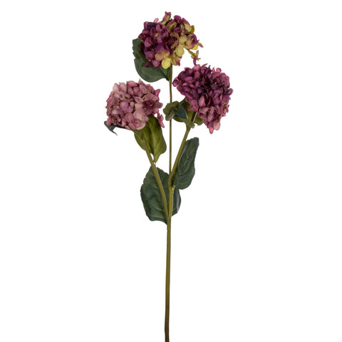 Vickerman 33" Mauve Artificial Hydrangea Spray with Three Flower Heads, 2 per Bag.