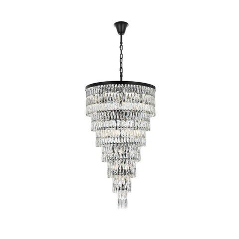 Elegant Lighting Josephine 32" Rectangular Chandelier in Black