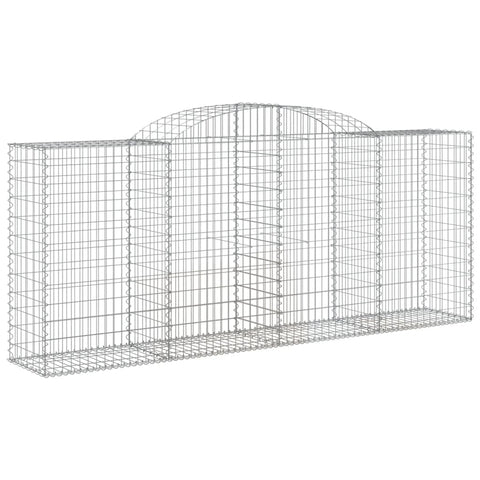 vidaXL 2 pcs Arched Gabion Baskets - Durable Galvanized Iron Construction - 118.1x19.7x47.2/55.1 Inches Silver Decorative Garden Barriers