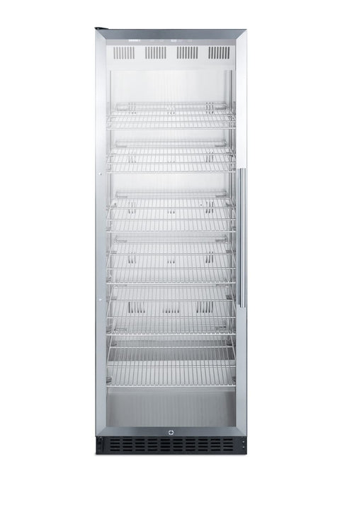 Summit Appliance SCR1401LHCSS Full-Size Commercial Beverage Center with Left Hand Door, Stainless Steel Interior, Frost-Free Operation, Self-Closing Glass Door, Lock and Stainless Steel Cabinet