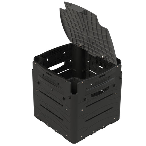 RAILBLAZA Gear Hub Kayak Fishing Crate - with 4 Internal Rod Holders, Storage for 8 TackleBoxes, Premium Kayak Crate with Rod Holders and Lid
