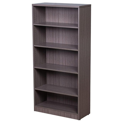 Oakestry Driftwood Bookcase Shelf Storage Unit Thermal Fused Melamine Construction 3mm PVC Edge Banding Scratch Resistant Finish Cam Lock Assembly System Leveling Glides for Stability Easy to Assemble