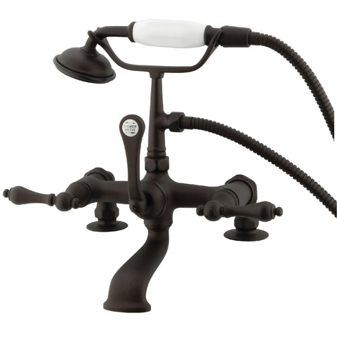Elements of Design DT2035AL Hot Springs Deck Mount Clawfoot Tub Filler with Hand Shower, 8" in Spout Reach, Oil Rubbed Bronze