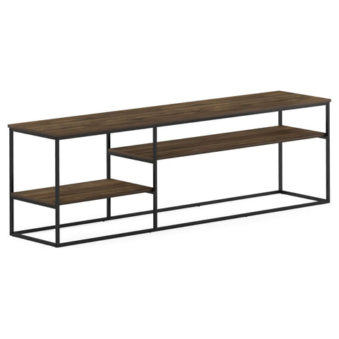 Oakestry Columbia Walnut Modern TV Console with Open Shelving and Practical Storage Stylish Entertainment Center for Living Room
