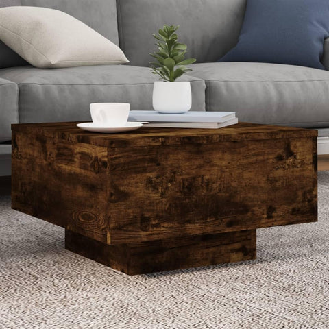 Oakestry Coffee Table Smoked Oak Engineered Wood Low, Compact Coffee Table Premium Storage Cabinet Modern Luxury Storage Solution Elegant Dining Interior Furniture Space Saving Organizer