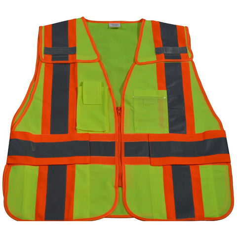 Petra Roc LV2-PSV-PLUS ANSI-107 Class 2 Contrast Public Safety Vest, XX-Large/5X-Large, Lime Solid