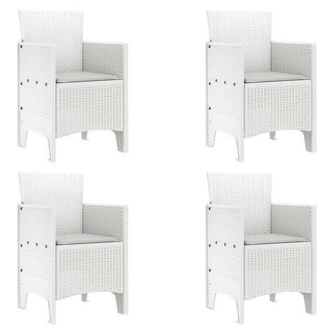 vidaXL Garden Chair 4 pcs White 20.87 x 19.29 x 33.46 in Polypropylene, Garden & Terrace, Stylish Armchair, Rectangle Outdoor Seat, Tough Patio Chair, Comfy Lounge for Chillin