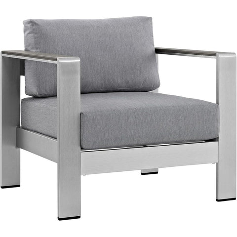 Oakestry Silver Gray Aluminum Outdoor Patio Armchair Weather-Resistant Modern Lounge Seating Durable Metal Chair for Deck Balcony Backyard Poolside Lightweight Contemporary Design