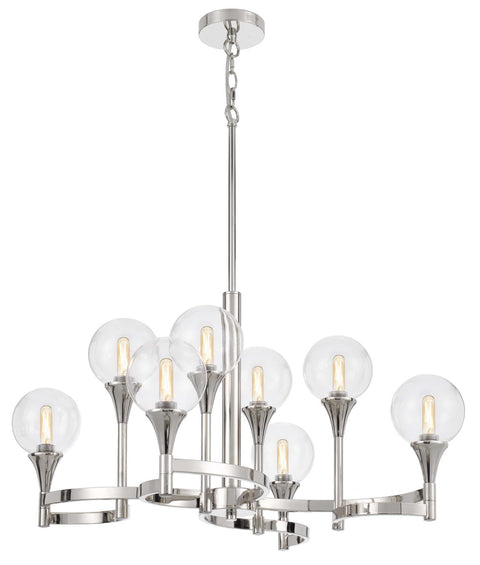 29" Height Milbank Chrome Metal Chandelier with Clear Round Glass Shades