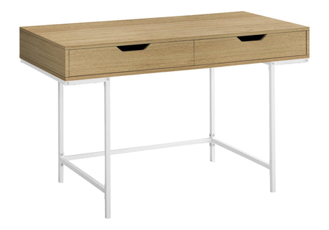 Monarch Specialties I 7569 Computer Desk, Home Office, Laptop, Storage Drawers, 48" L, Work, Metal, Laminate, Natural, White, Contemporary, Modern