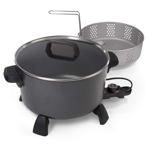 Presto 06009 10-Quart Kitchen Kettle XL Multi-Cooker, Steamer and Deep Fryer, Black