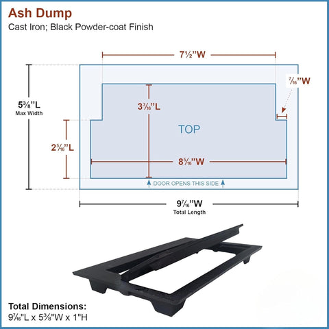 Modern Cast Iron Ash Dump Door Heavy-Duty Fireplace Cover with Sleek Black Powder-Coated Finish Durable Design for Clean & Efficient Ash Removal Preventing Debris Spill Balck