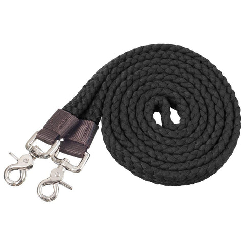Tough 1 Flat Cotton Roping Reins 7ft Black