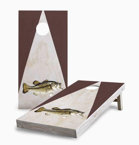 Skip's Garage Wood Bass 2x4 Cornhole Boards - All Weather Bags - Include Case + Hole + Edge Lights