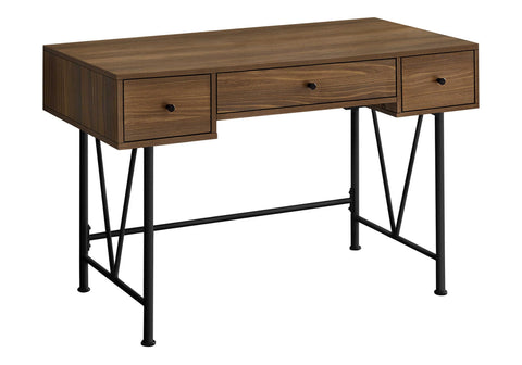 Monarch Specialties I 7670 Computer Desk, Home Office, Laptop, Storage Drawers, 48" L, Work, Metal, Laminate, Walnut, Black, Transitional