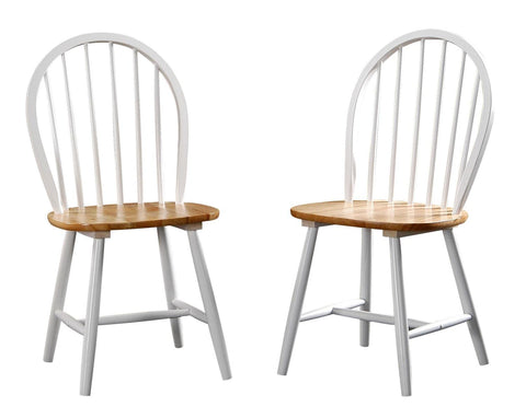 Boraam Farmhouse Chair,Leather, White/Natural, Set of 2
