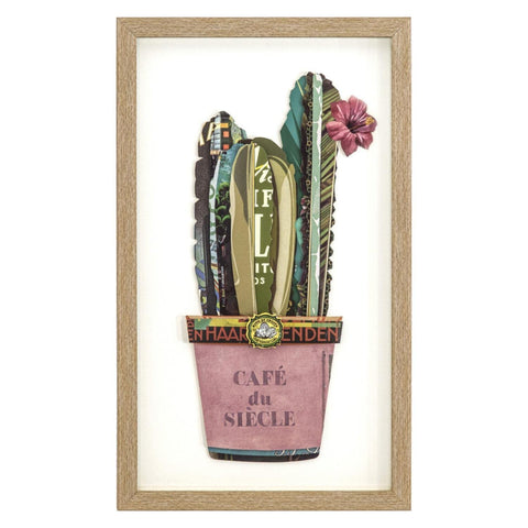 Yosemite Home Decor "Cactus Collage II Glass Framed 3D Wall Art in Multi-Color