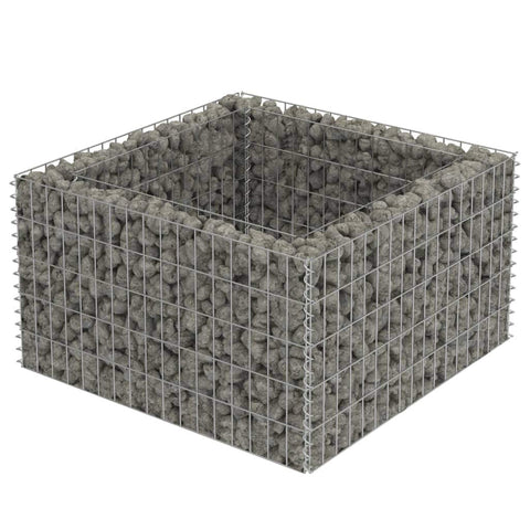 vidaXL Galvanized Steel Gabion Raised Garden Bed - Versatile 35.4"x35.4"x19.7" Outdoor Plant Border with High Load Capacity & Proof, Weather- Structure