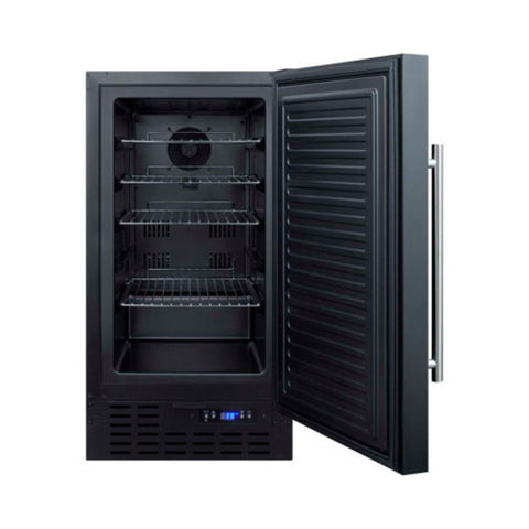 Summit Appliance FF1843BADA 18" ADA Compliant Wide Built-in All-refrigerator in Black with Digital Thermostat, Automatic Defrost, Digital Display, Adjustable Chrome Shelves, LED Light and Front Lock