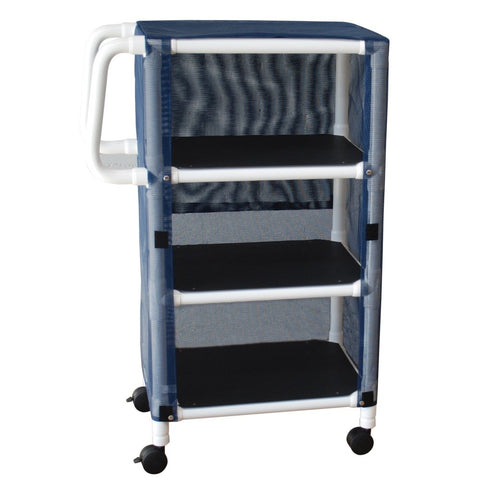 MJM International 325-3C 3 Shelf Mini Cart with Cover Royal Blue, Forest Green, Mauve